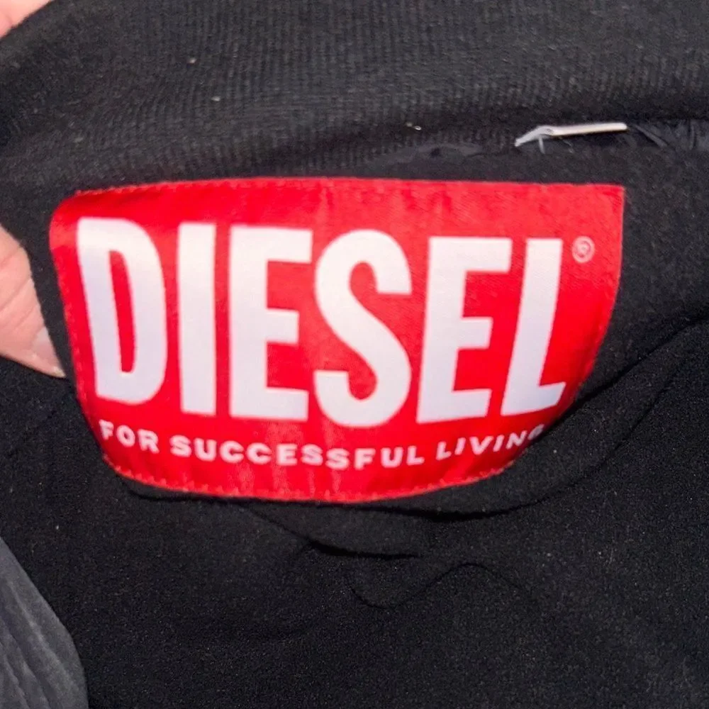 Youth Black Diesel Puffer Jacket with Hood